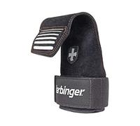 Harbinger Agarraderas de Levantamiento- Diseño 2 en 1 Protege Las Palmas y Sirve como Correa de Entrenamiento, Cuero SpiderGrip previene callosidades y Almohadilla NeoTek amortigua,S/M,Negro
