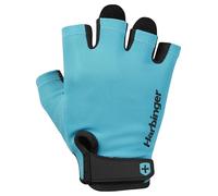 Harbinger Guantes de Levantamiento de Pesas Power 2.0 - Palma de Cuero Acolchada, Dedos Cortos, Ajuste Transpirable, Correa de Muñeca, Protección de Agarre y Callos - Unisex, Aqua, X-Small
