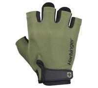 Harbinger Guantes de Levantamiento de Pesas Power 2.0 - Palma de Cuero Acolchada, Dedos Cortos, Ajuste Transpirable, Correa de Muñeca, Protección de Agarre y Callos - Unisex, Verde, Grande