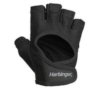 Harbinger Power Women's Guantes de Levantamiento de Pesas- Cómodo, Ligero y Transpirable, con Ajuste de Gancho y Bucle en la muñeca, Ideal para Principiantes y Entrenamientos moderados,M,Negro