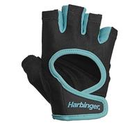 Harbinger Guantes de Levantamiento de Pesas 2.0 - Palma de Cuero Acolchada, Dedos Cortos, Ajuste Transpirable - Protección de Agarre y Callos para Entrenamiento en Gimnasio - Mujer, Azul, Mediano