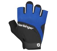 Harbinger Guantes de Levantamiento de Pesas Training Grip 2.0 - Palma Acolchada TechGel,Diseño Multi-Pieza,Estiramiento 4 Vías,Tiradores,Correa de Muñeca - Protección para Manos,Unisex,Azul,Pequeño