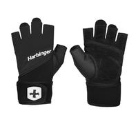 Harbinger Training Grip Muñequeras, Guantes de Levantamiento Pesado para Mayor Protección de la Palma y Estabilidad de la Muñeca, Unisex, Grande, Negro, S