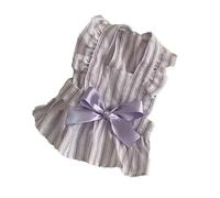 HARBINGG Ropa Perro Vestido De Princesa A Rayas De Perro Mascota Lindo Vestido De Cachorro De Primavera Y Verano Gato Lazo Rosa Falda Morada Ropa De Mascota-Morado-XS 0,5-1,5 Kg