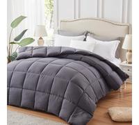 HARBOREST Edredón tamaño Queen - Edredón Alternativo para Todas Las Estaciones, Funda de edredón Ligera con 8 Lazos en Las Esquinas, 223 cm de Largo x 223 cm de Ancho (Gris Oscuro)