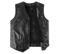 Harbrosrce Chaqueta Moto Cuero Hombre PU Chaleco Airbag Moto Chaleco Cuero con Forro Polar