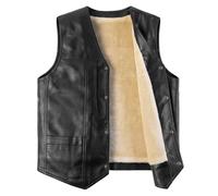 Harbrosrce Chaqueta Moto Cuero Hombre PU Chaleco Airbag Moto Chaleco Cuero con Forro Polar