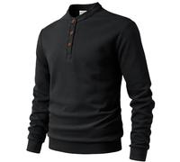 Harbrosrce Hombre1/4 Botón Sudadera Trabajo de Mirco Forro Polar Algodón Cuello Henley Manga Larga Camiseta Jersey Casual Sweatshirt Top