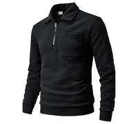 Harbrosrce Sudadera de Forro Polar para Hombre Manga Larga y Cremallera de un Cuarto Invierno Otoño Pullover Jersey Sudaderas sin Capucha
