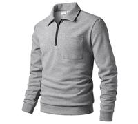 Harbrosrce Sudadera de Forro Polar para Hombre Manga Larga y Cremallera de un Cuarto Invierno Otoño Pullover Jersey Sudaderas sin Capucha