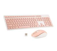 Harburfine- Combo de teclado y mouse inalámbricos, combo de teclado y mouse inalámbricos silenciosos de 2.4 G para computadora portátil con Windows Chrome, PC de escritorio, 106 teclas de tamaño compl