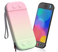 Hard Carrying Case for Nintendo Switch 2, Travel Case Shell Pouch with 12 Games Cartridges, Protective Case for Switch 2 Console & Games Accessories Pink & Green