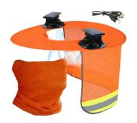 Hard Hat Sun Shield, Brim Mesh Neck Shield, Comfortable Fit Solar Hard Hat Fan with Shade, Lightweight Cooling Protection, for Construction Roofing Landscaping Greening Outdoor Work Projects