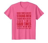 Hard Times Create Strong Men Fitness Motivation Hombres Mujeres Camiseta, Niños, Rosa Jaspeado, 4 años