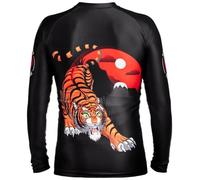 Hardcore Training Japan Tiger Rash Guard Men's Camisa de Compresión Hombre MMA BJJ Boxeo Fitness Grappling No Gi (FR/ES, Letras, XL, Regular, Regular, Black Grey Red)