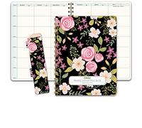 HARDCOVER 7 Period Teacher Lesson Plan; Days Horizontally across The Top (W101) (+) Bonus Clip-in Bookmark (Floral)