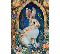 Hardcover Boho Floral Journal with Whimsical Rabbit: Aesthetic Notebook for Mindfulness, Creative Expression, and Lightly Lined Pages for Adults, Teens, and Kids