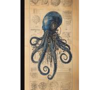 Hardcover Composition Notebook College Ruled: Steampunk Octopus Blueprint | 7.5x9.25 in | 110 Pages | Marine Engineering Design Journal