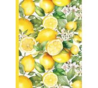 Hardcover Journal Notebook, Diary, 8.25 x 11, 240 lined pages - Lemons and Lemon Blossoms: For Family Recipes, Thoughts, Dreams, Spiritual Journey, ... Journaling, Mediterranean-inspired Gifts