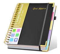 Hardcover Large Spiral Notebook with Removable Dividers Tabs B5 Black
