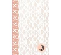 Hardcover Lined Notebook 6x9 - 120 Pages College Ruled Journal | Elegant White Lace & Rose Design in Peach & Beige | Feminine Writing Notebook for Women, Office & Gift