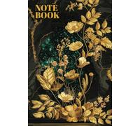 Hardcover Premium Notebook, Gold Flower Design, 100 Ruled Pages 6x9 White Papers, Black And Gold Design, Sketchbook/Journal, Holger's Writing