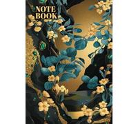 Hardcover Premium Notebook, Golden Blue Flower Design, 200 Ruled Pages 7x10 White Papers, Black And Gold Design, Sketchbook/Journal, Holger's Writing