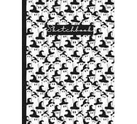Hardcover Sketchbook with Numbered Unlined Pages 8.25 x 11: Ghosts in Witch Hats Pattern: Spooky & Playful Halloween Art Journal for Drawing & Creative Ideas