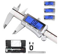 HARDELL Calibre Digital 6 Pulgadas, Pie de Rey Digital con Pantalla LCD Retroiluminada, Micrómetro Digital Recargable con Apagado Automático para Bricolaje y Hogar (Pulgadas/MM/Fracciones)