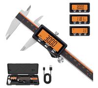 HARDELL Calibre Digital Recargable, Pie de Rey con Pantalla Grande Naranja, Micrómetro de Acero Inoxidable, Apagado Automático, Pulgadas/mm/Fracciones, para Bricolaje, Hogar e Impresión 3D