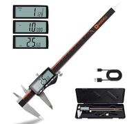 HARDELL Digital Caliper, Rechargeable 0-8 Inch Calipers Measuring Tool with Large LCD Screen, Inch/MM/Fraction, Stainless Steel, Auto-Off, Vernier Caliper Digital Micrometer