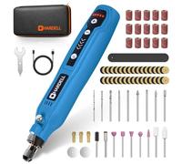 HARDELL - Herramienta rotativa inalámbrica, kit de 5 herramientas rotativas de velocidad variable con 61 accesorios, herramienta rotativa de carga tipo C de 3.7 V para grabado, lijado, pulido,