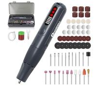 HARDELL Herramienta Rotativa, Mini Amoladora Eléctrica 8V con 61 Accesorios y Mini Taladro | 5 Velocidades (6000-23000 RPM), Pantalla Digital, Tipo-C | Para Lijar, Tallar en Manualidades y Bricolaje