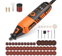HARDELL Herramienta rotativa, mini taladro eléctrico de 180 W, 6 velocidades ajustables (8000-35000 RPM) con 61 accesorios, para lijar, pulir, cortar, grabar, tallar, bricolaje y aficiones.