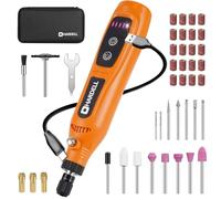 HARDELL Mini Amoladora Bateria, 3.7V Herramienta Rotativa Bateria Con 43 Accesorios, Usar Mientras Se Carga, 5 Velocidades para Pulido, Esmerilar, Grabar, Perforar, Lijado, Moler, Bricolaje