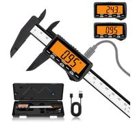 HARDELL Pie de Rey Digital Recargable 150 mm, Calibre Digital USB-C, Pantalla LCD NARANJA SIN RETROILUMINACIÓN, Precisión 0,01 mm, Conversión mm/pulgada, Herramienta de Medición para Bricolaje