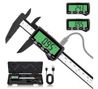 HARDELL Pie de Rey Digital Recargable 150 mm, Calibre Digital USB-C, Pantalla LCD VERDE - SIN RETROILUMINACIÓN -, Precisión 0,01 mm, Conversión mm/pulgada, Herramienta de Medición para Bricolaje