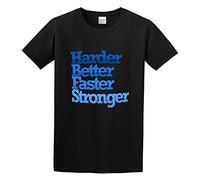 Harder Better Faster Strongers Print Unisex T-Shirts Men tee Cotton Tops Black Shirt XL