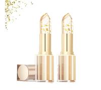 Hardpointing Color Changing Lipstick, Transferproof Color-Changing Lipstick, Gold Foil Moisturizing Gloss Lip Deep Nourishment, Transparent Change Lip Balm Long Lasting 24 Hours for Women (2pcs)