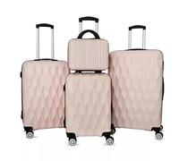 Hardshell - Juego de equipaje familiar para 4 piezas, fundas de traje con ruedas, suave, silencioso, fuerte, duradero, para viajes, vacaciones familiares, Pink, 12in+20in+24in+28in, Equipaje con