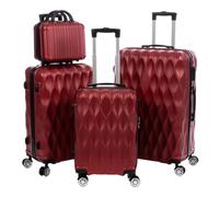 Hardshell - Juego de equipaje familiar para 4 piezas, fundas de traje con ruedas, suave, silencioso, fuerte, duradero, para viajes, vacaciones familiares, Red, 12in+20in+24in+28in, Equipaje con ruedas