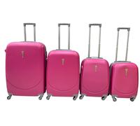 Hardshell Luggage Set, ABS Material, 4 Wheels, Telescopic Handle and Grip, Combination Lock, 4 Size Options, Lightweight, Comfortable Structure, Zipper Opening, Interior Lining (FUCHSIA, SET 4)