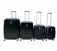 Hardshell Luggage Set, ABS Material, 4 Wheels, Telescopic Handle and Grip, Combination Lock, 4 Size Options, Lightweight, Comfortable Structure, Zipper Opening, Interior Lining (BLACK, SET 4)