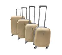 Hardshell Luggage Set, ABS Material, 4 Wheels, Telescopic Handle and Grip, Combination Lock, 4 Size Options, Lightweight, Comfortable Structure, Zipper Opening, Interior Lining (CHAMPAGNE, SET 4)