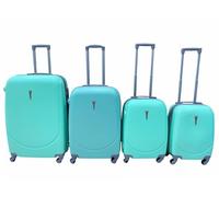 Hardshell Luggage Set, ABS Material, 4 Wheels, Telescopic Handle and Grip, Combination Lock, 4 Size Options, Lightweight, Comfortable Structure, Zipper Opening, Interior Lining (GREEN, SET 4)