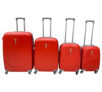 Hardshell Luggage Set, ABS Material, 4 Wheels, Telescopic Handle and Grip, Combination Lock, 4 Size Options, Lightweight, Comfortable Structure, Zipper Opening, Interior Lining (RED, SET 4)