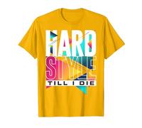 Hardstyle Till I Die Skull Rave Music Funny Festival Camiseta, Hombre, Dorado Brillante, XL