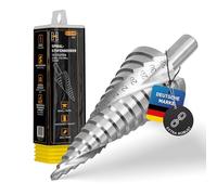 HARDTWERK Broca escalonada, cónica, diámetro 4-32 mm, de alta calidad HSS, vástago triangular universal, ideal para metal, madera, plástico, broca cónica de 15 niveles, afilado duradero