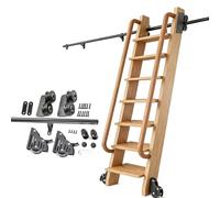 Hardware de riel de escalera de biblioteca corrediza negra (sin escalera) | Kit de riel rodante de 3,3 pies a 24 pies para oficina de cocina, Loft, ruedas silenciosas de PU(400cm Kit de pista)