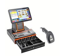 Hardware profesional para máquina de efectivo para tienda de café, sistema POS de pantalla táctil de 15.6 pulgadas sin software, CPU i5, paquete de impresora y caja de efectivo, negro (blanco